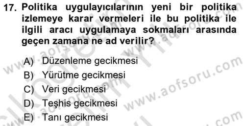Para Politikası Dersi 2023 - 2024 Yılı Yaz Okulu Sınav Soruları 17. Soru