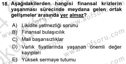 Para Politikası Dersi 2023 - 2024 Yılı Yaz Okulu Sınav Soruları 18. Soru