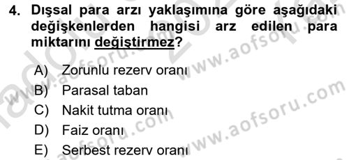 Para Politikası Dersi 2023 - 2024 Yılı Yaz Okulu Sınav Soruları 4. Soru