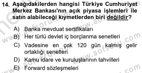 Para Politikası Dersi 2024 - 2025 Yılı (Vize) Ara Sınav Soruları 14. Soru