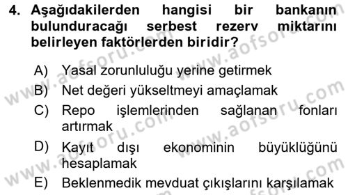 Para Politikası Dersi 2024 - 2025 Yılı (Vize) Ara Sınav Soruları 4. Soru