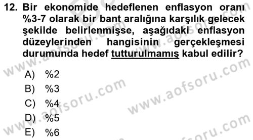Para Politikası Dersi 2024 - 2025 Yılı (Final) Dönem Sonu Sınav Soruları 12. Soru