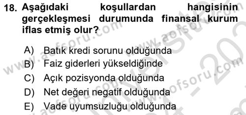 Para Politikası Dersi 2024 - 2025 Yılı (Final) Dönem Sonu Sınav Soruları 18. Soru