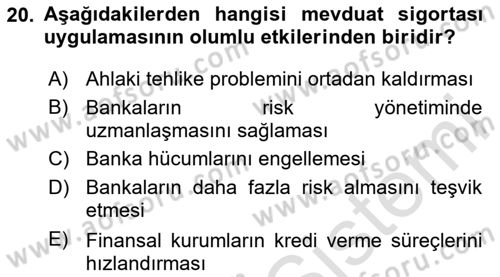 Para Politikası Dersi 2024 - 2025 Yılı (Final) Dönem Sonu Sınav Soruları 20. Soru