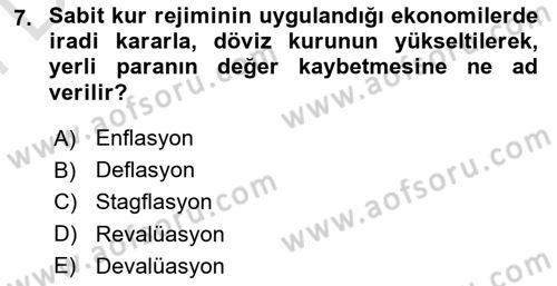 Para Politikası Dersi 2024 - 2025 Yılı (Final) Dönem Sonu Sınav Soruları 7. Soru