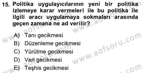 Para Politikası Dersi 2024 - 2025 Yılı Yaz Okulu Sınav Soruları 15. Soru