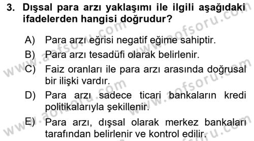 Para Politikası Dersi 2024 - 2025 Yılı Yaz Okulu Sınav Soruları 3. Soru