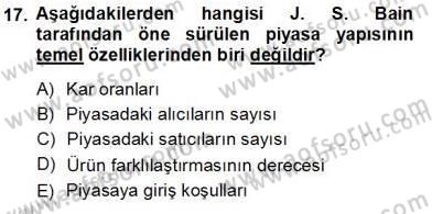 Sanayi Ekonomisi Dersi 2012 - 2013 Yılı (Vize) Ara Sınav Soruları 17. Soru