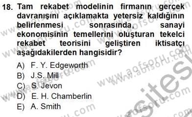 Sanayi Ekonomisi Dersi 2012 - 2013 Yılı (Vize) Ara Sınav Soruları 18. Soru
