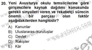 Sanayi Ekonomisi Dersi 2012 - 2013 Yılı (Vize) Ara Sınav Soruları 20. Soru