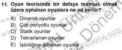 Sanayi Ekonomisi Dersi 2012 - 2013 Yılı (Final) Dönem Sonu Sınav Soruları 11. Soru