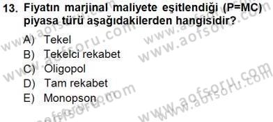 Sanayi Ekonomisi Dersi 2012 - 2013 Yılı (Final) Dönem Sonu Sınav Soruları 13. Soru
