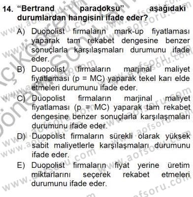 Sanayi Ekonomisi Dersi 2012 - 2013 Yılı (Final) Dönem Sonu Sınav Soruları 14. Soru