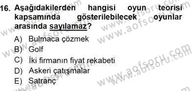 Sanayi Ekonomisi Dersi 2012 - 2013 Yılı (Final) Dönem Sonu Sınav Soruları 16. Soru