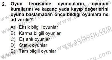 Sanayi Ekonomisi Dersi 2012 - 2013 Yılı (Final) Dönem Sonu Sınav Soruları 2. Soru