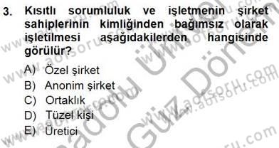 Sanayi Ekonomisi Dersi 2012 - 2013 Yılı (Final) Dönem Sonu Sınav Soruları 3. Soru