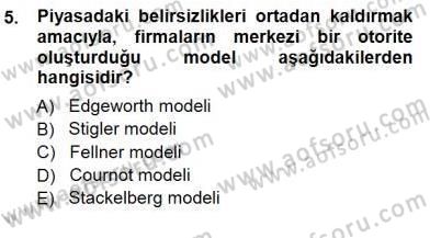 Sanayi Ekonomisi Dersi 2012 - 2013 Yılı (Final) Dönem Sonu Sınav Soruları 5. Soru