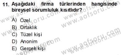 Sanayi Ekonomisi Dersi 2013 - 2014 Yılı (Vize) Ara Sınav Soruları 11. Soru