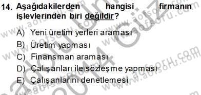 Sanayi Ekonomisi Dersi 2013 - 2014 Yılı (Vize) Ara Sınav Soruları 14. Soru