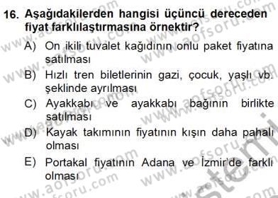 Sanayi Ekonomisi Dersi 2013 - 2014 Yılı (Vize) Ara Sınav Soruları 16. Soru