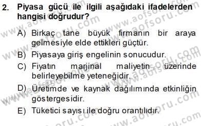 Sanayi Ekonomisi Dersi 2013 - 2014 Yılı (Vize) Ara Sınav Soruları 2. Soru