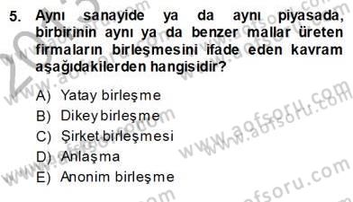 Sanayi Ekonomisi Dersi 2013 - 2014 Yılı (Vize) Ara Sınav Soruları 5. Soru