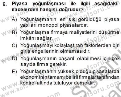Sanayi Ekonomisi Dersi 2013 - 2014 Yılı (Vize) Ara Sınav Soruları 6. Soru
