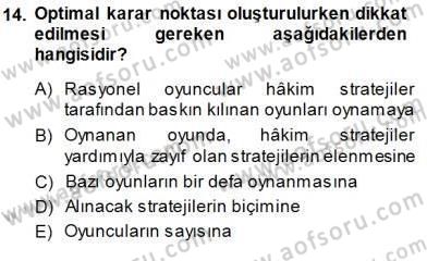 Sanayi Ekonomisi Dersi 2013 - 2014 Yılı (Final) Dönem Sonu Sınav Soruları 14. Soru
