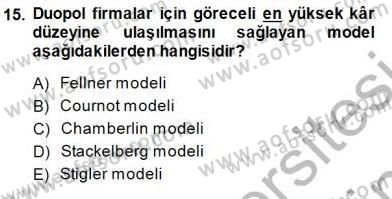 Sanayi Ekonomisi Dersi 2013 - 2014 Yılı (Final) Dönem Sonu Sınav Soruları 15. Soru