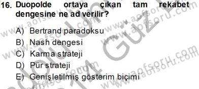 Sanayi Ekonomisi Dersi 2013 - 2014 Yılı (Final) Dönem Sonu Sınav Soruları 16. Soru