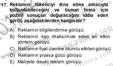 Sanayi Ekonomisi Dersi 2013 - 2014 Yılı (Final) Dönem Sonu Sınav Soruları 17. Soru