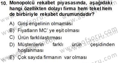 Sanayi Ekonomisi Dersi 2013 - 2014 Yılı Tek Ders Sınav Soruları 10. Soru