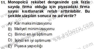 Sanayi Ekonomisi Dersi 2013 - 2014 Yılı Tek Ders Sınav Soruları 11. Soru