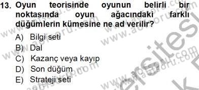 Sanayi Ekonomisi Dersi 2013 - 2014 Yılı Tek Ders Sınav Soruları 13. Soru