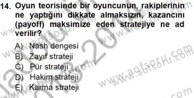 Sanayi Ekonomisi Dersi 2013 - 2014 Yılı Tek Ders Sınav Soruları 14. Soru