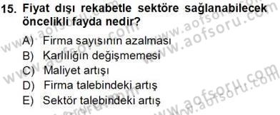 Sanayi Ekonomisi Dersi 2013 - 2014 Yılı Tek Ders Sınav Soruları 15. Soru