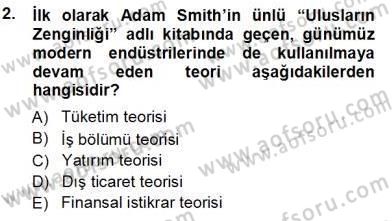 Sanayi Ekonomisi Dersi 2013 - 2014 Yılı Tek Ders Sınav Soruları 2. Soru