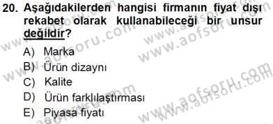 Sanayi Ekonomisi Dersi 2013 - 2014 Yılı Tek Ders Sınav Soruları 20. Soru