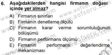 Sanayi Ekonomisi Dersi 2013 - 2014 Yılı Tek Ders Sınav Soruları 6. Soru