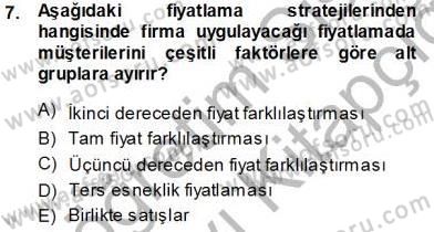 Sanayi Ekonomisi Dersi 2013 - 2014 Yılı Tek Ders Sınav Soruları 7. Soru