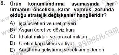 Sanayi Ekonomisi Dersi 2013 - 2014 Yılı Tek Ders Sınav Soruları 9. Soru