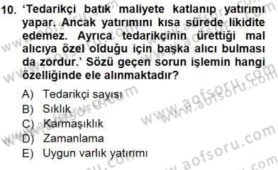 Sanayi Ekonomisi Dersi 2014 - 2015 Yılı (Vize) Ara Sınav Soruları 10. Soru