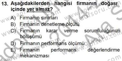 Sanayi Ekonomisi Dersi 2014 - 2015 Yılı (Vize) Ara Sınav Soruları 13. Soru