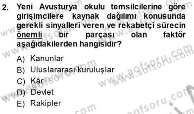 Sanayi Ekonomisi Dersi 2014 - 2015 Yılı (Vize) Ara Sınav Soruları 2. Soru