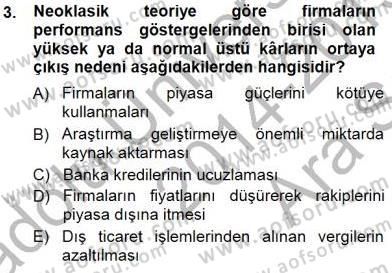 Sanayi Ekonomisi Dersi 2014 - 2015 Yılı (Vize) Ara Sınav Soruları 3. Soru