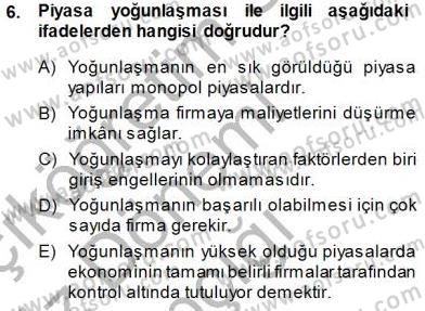 Sanayi Ekonomisi Dersi 2014 - 2015 Yılı (Vize) Ara Sınav Soruları 6. Soru