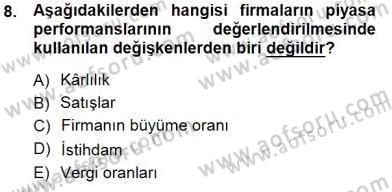 Sanayi Ekonomisi Dersi 2014 - 2015 Yılı (Vize) Ara Sınav Soruları 8. Soru