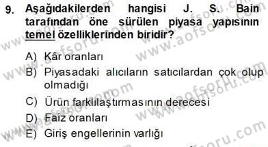 Sanayi Ekonomisi Dersi 2014 - 2015 Yılı (Vize) Ara Sınav Soruları 9. Soru