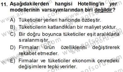 Sanayi Ekonomisi Dersi 2014 - 2015 Yılı (Final) Dönem Sonu Sınav Soruları 11. Soru