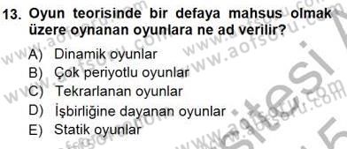 Sanayi Ekonomisi Dersi 2014 - 2015 Yılı (Final) Dönem Sonu Sınav Soruları 13. Soru